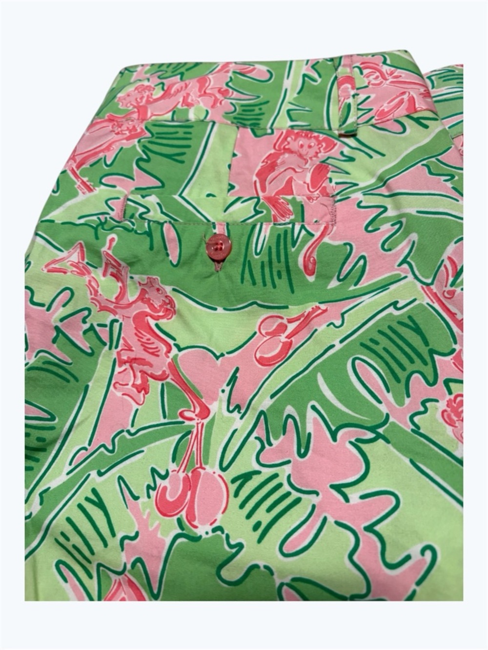 Lilly Pulitzer Pink and Green Tropical Monkey Capri Pants    NWOT    size 10 - Picture 6 of 12